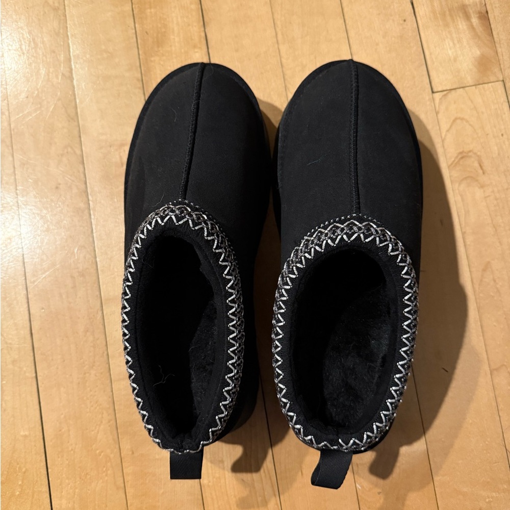 Platform Black Slippers/Clogs with White Stitching
